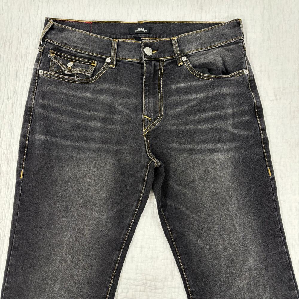 True Religion Ricky Jeans Mens 34x32 Relaxed Straight Medium Black Pants